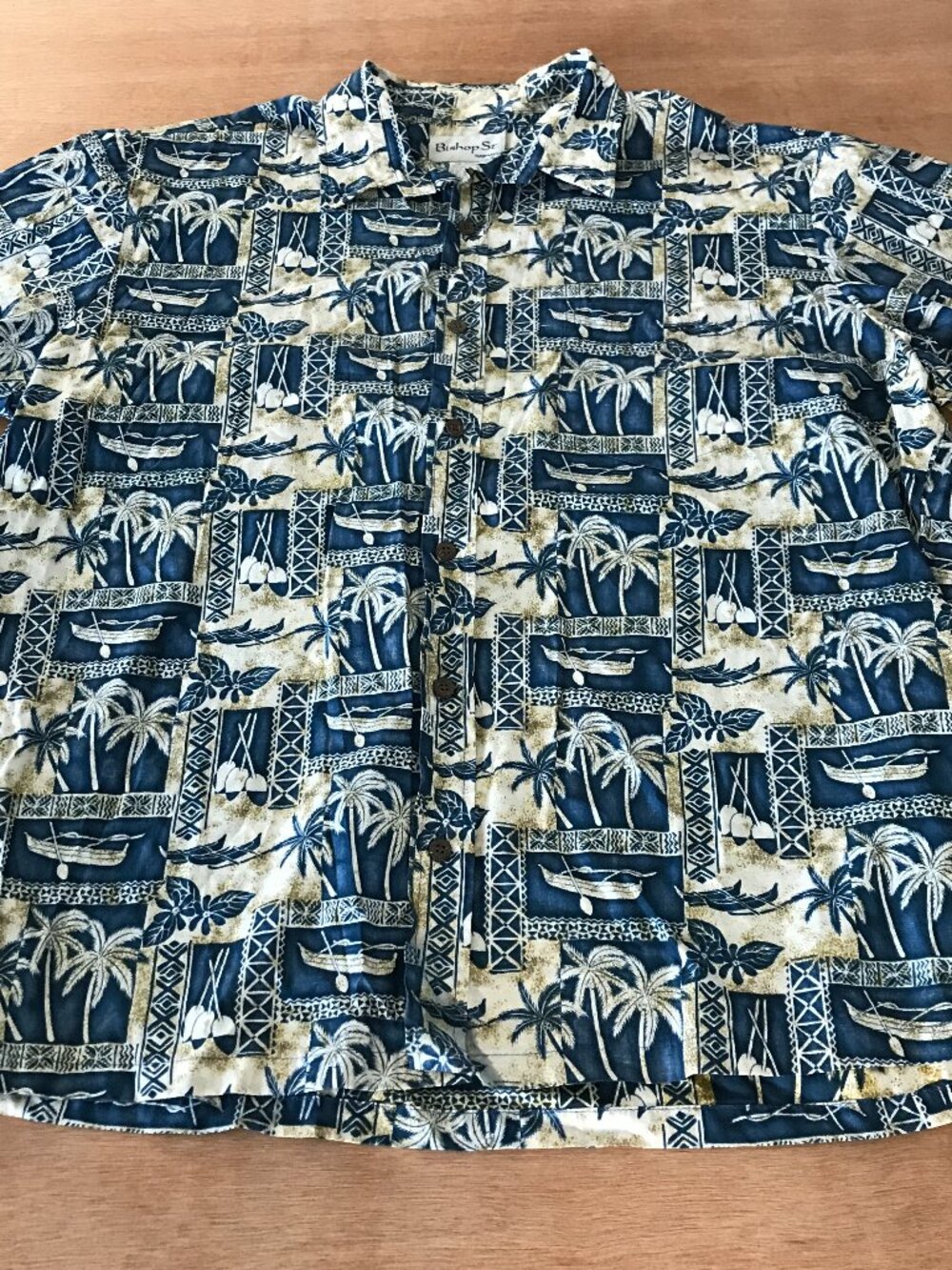 Bishop Street Hawaiian Shirt Men 3XL Blue Floral Button Up Pocket Short Sleeve